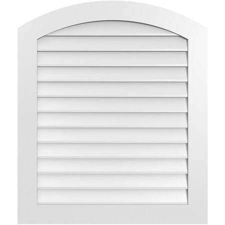 Arch Top Surface Mount PVC Gable Vent: Functional, W/ 3-1/2W X 1P Standard Frame, 34W X 40H